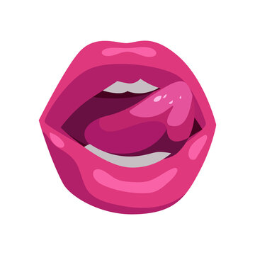 vector lips illustration, close-up mouth cartoon