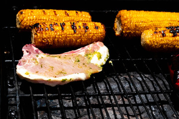 Barbecue Corn and Meat Roasted Summer Party