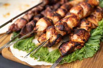 delicious and fragrant skewers grilled for barbecue