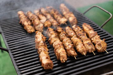 delicious and fragrant skewers grilled for barbecue