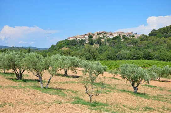 Grambois medieval village in Provence-Alpes-C&ocirc;te d&rsquo;Azur on lavender route, blue sky background