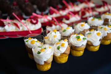 beautifully decorated table with sweet candy bar