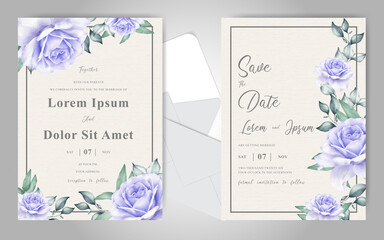 Elegant Wedding Card with Watercolor Creamy Splash background and Floral