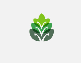 Creative bright green logo sign plant leaf pattern for your company