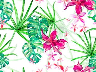 Gordijnen Orchid Seamless Pattern. © Vialeta
