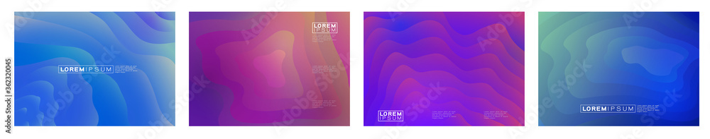 Poster set of dark colorful abstract background design. gradient shapes composition. flowing design for cor