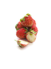 Wild strawberry isolated on a white background, top view.