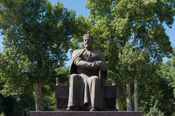 Statue of Amir Timur in Samarkand, Uzbekistan. Amir Timur (1370 - 1405) is founder of the Timurid...