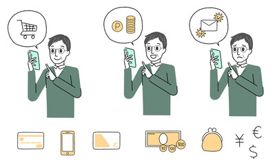 スマートフォンとシニア男性