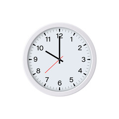 Circle clock face isolated on white background. 10 o'clock. Vector illustration