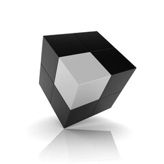 Illustration with unique cube element (uniqueness concept)