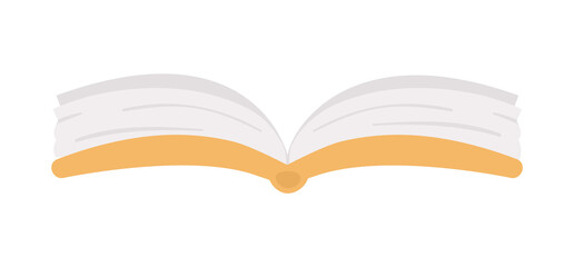 Vector opened book, front view. Back to school educational clipart. Cute flat style copybook. Blank sheets of paper. .