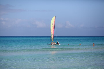 Catamaran in ocean