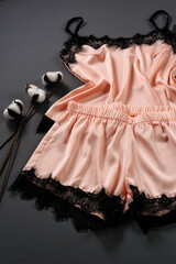 layout of women's nightwear, pajamas, delicate, beautiful, fashionable, comfortable
