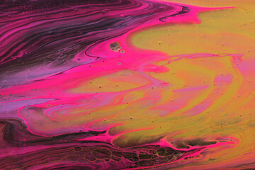 art photography of abstract marbleized effect background. Ultraviolet, pink, gold and black creative colors. Beautiful paint.