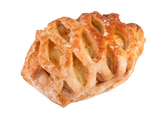 Small sweet bun with vanilla filling isolated on a white background