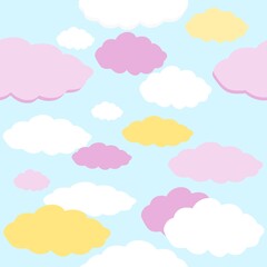 seamless pattern with clouds pastel colors