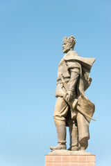 Fototapeta na wymiar Statue of Amir Timur in Shakhrisabz, Uzbekistan. Amir Timur (1370 - 1405) is founder of the Timurid Empire.