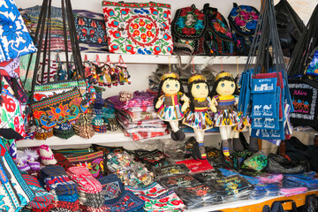 Souvenirs at Ancient city of Itchan Kala in Khiva, Uzbekistan. Itchan Kala is Unesco World Heritage Site.