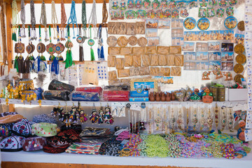 Souvenirs at Ancient city of Itchan Kala in Khiva, Uzbekistan. Itchan Kala is Unesco World Heritage Site.