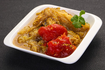 Caucasian cuisine - baked eggplant and tomato