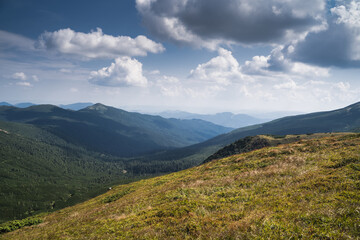 beautiful picturesque photo of the Ukrainian mountains of the Carpathians