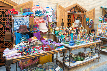 Naklejka na ściany i meble Souvenirs at Ancient city of Itchan Kala in Khiva, Uzbekistan. Itchan Kala is Unesco World Heritage Site.