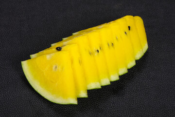 Sliced sweet tasty yellow watermelon