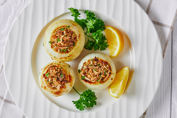 hot baked onions stuffed with minced meat