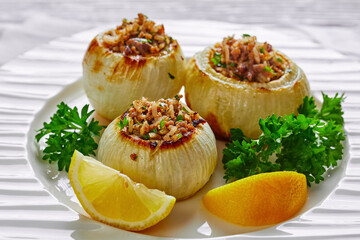onions stuffed with minced meat and rice