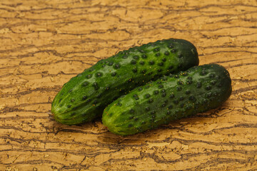 Ripe fresh green two cucumbers