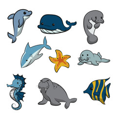 Set of sea animals illustration 