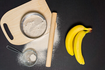 banana flour Gluten free low carb plant floor. gluten intolerance concept.