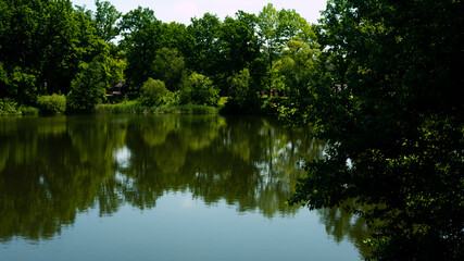 Beautiful views in the Silesian park in Chorzów. Ready for entry.