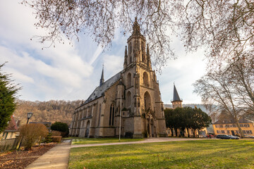 Wide angle view at the Schlosskirche in Meisenheim