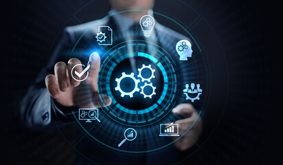 Fototapeta premium Business process automation industrial technology innovation optimisation concept.