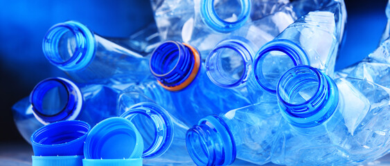 Empty carbonated drink bottles. Plastic waste