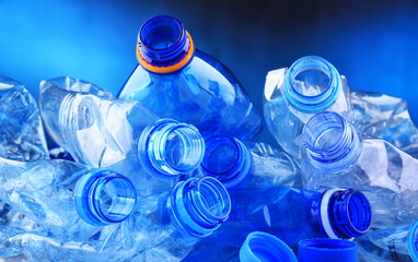 Empty carbonated drink bottles. Plastic waste