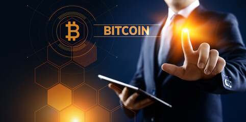 Bitcoin cryptocurrency digital money finance business technology concept.