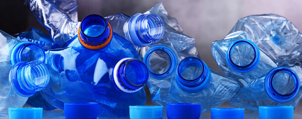 Empty carbonated drink bottles. Plastic waste