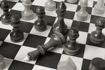 Chess pieces on a chessboard