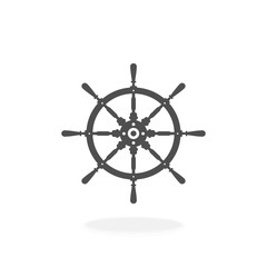 Obraz premium Ships Wheel Vector Icon Black Silhouette Vector Illustration Sign Symbol