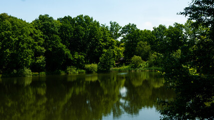 Beautiful views in the Silesian park in Chorzów. Ready for entry.