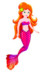 Blonde hair mermaid isolated on white background/marine princess