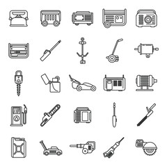 Modern gasoline tools icons set. Outline set of modern gasoline tools vector icons for web design isolated on white background