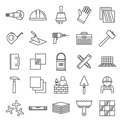 Tiler worker icons set. Outline set of tiler worker vector icons for web design isolated on white background