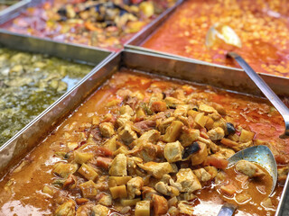 variety of Turkish food in a local restaurant in Turkey