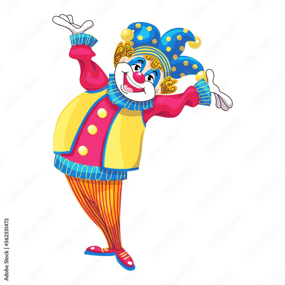Poster happy clown icon. cartoon of happy clown vector icon for web design isolated on white background