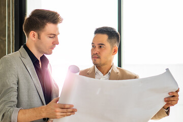 Real Estate business interior architect professional teamwork design video conference online...