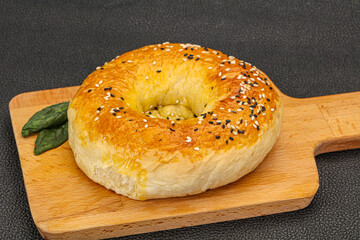 Hot tasty Uzbek flatbread for snack